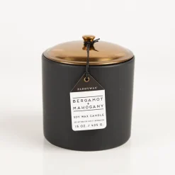 Duftkerze Sojakerze Hygge Black Bergamot & Mahagoni 425g mit 3 Dochten im Keramiktopf mit Metalldeckel von Paddywax