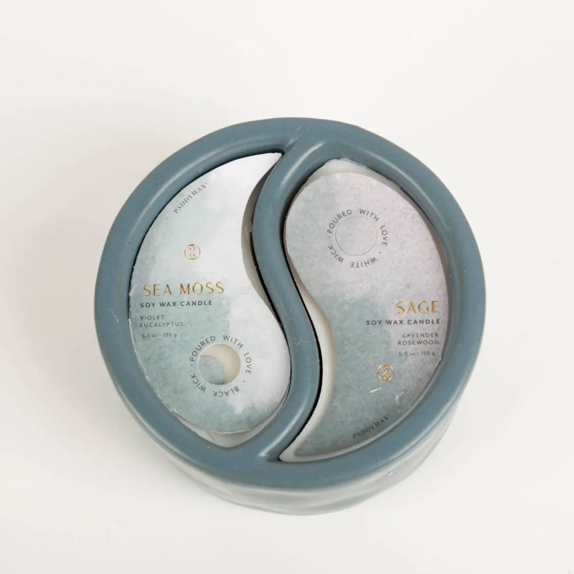 Duftkerze Sojakerze Yin-Yang Royal Blue Sea Moss/Sage 311gr im Keramiktopf von Paddywax