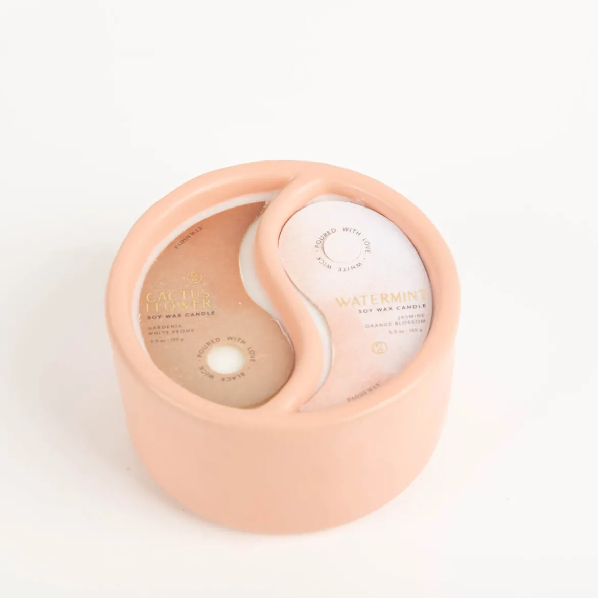 Duftkerze Sojakerze Yin-Yang Dusty Pink Cactus Flower/Watermint 311gr im Keramiktopf von Paddywax
