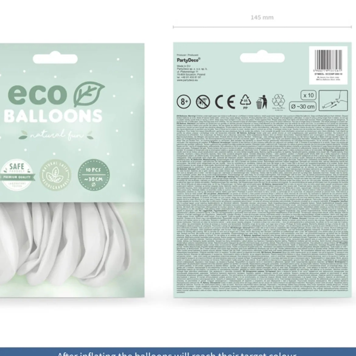 Eco Luftballons einfarbig pastell weiß 100 Stück 30cm