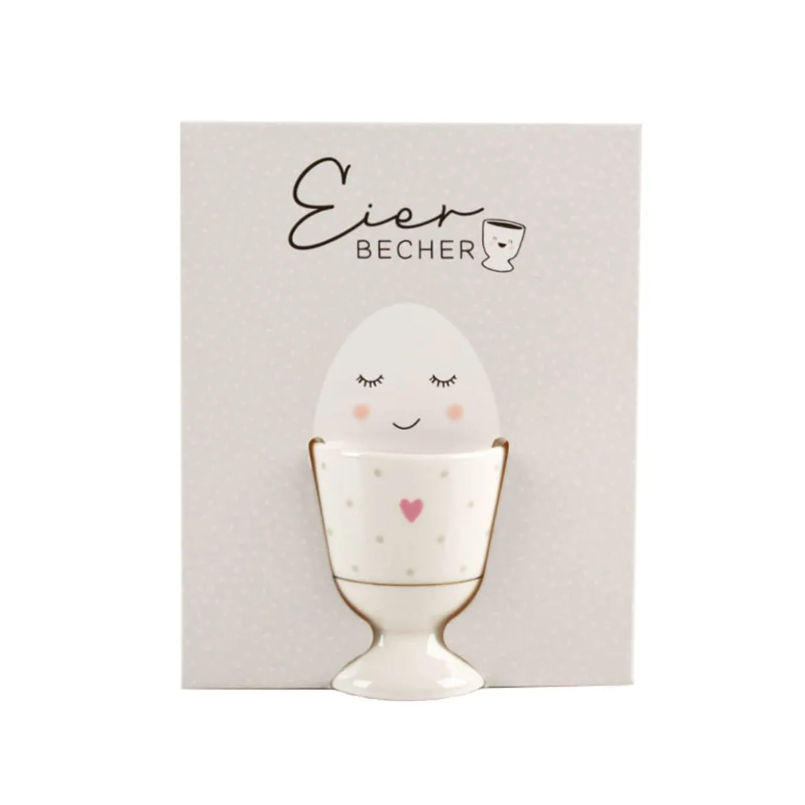 Eierbecher Herz Pünktchen Porzellan 5x6cm von Grafik Werkstatt