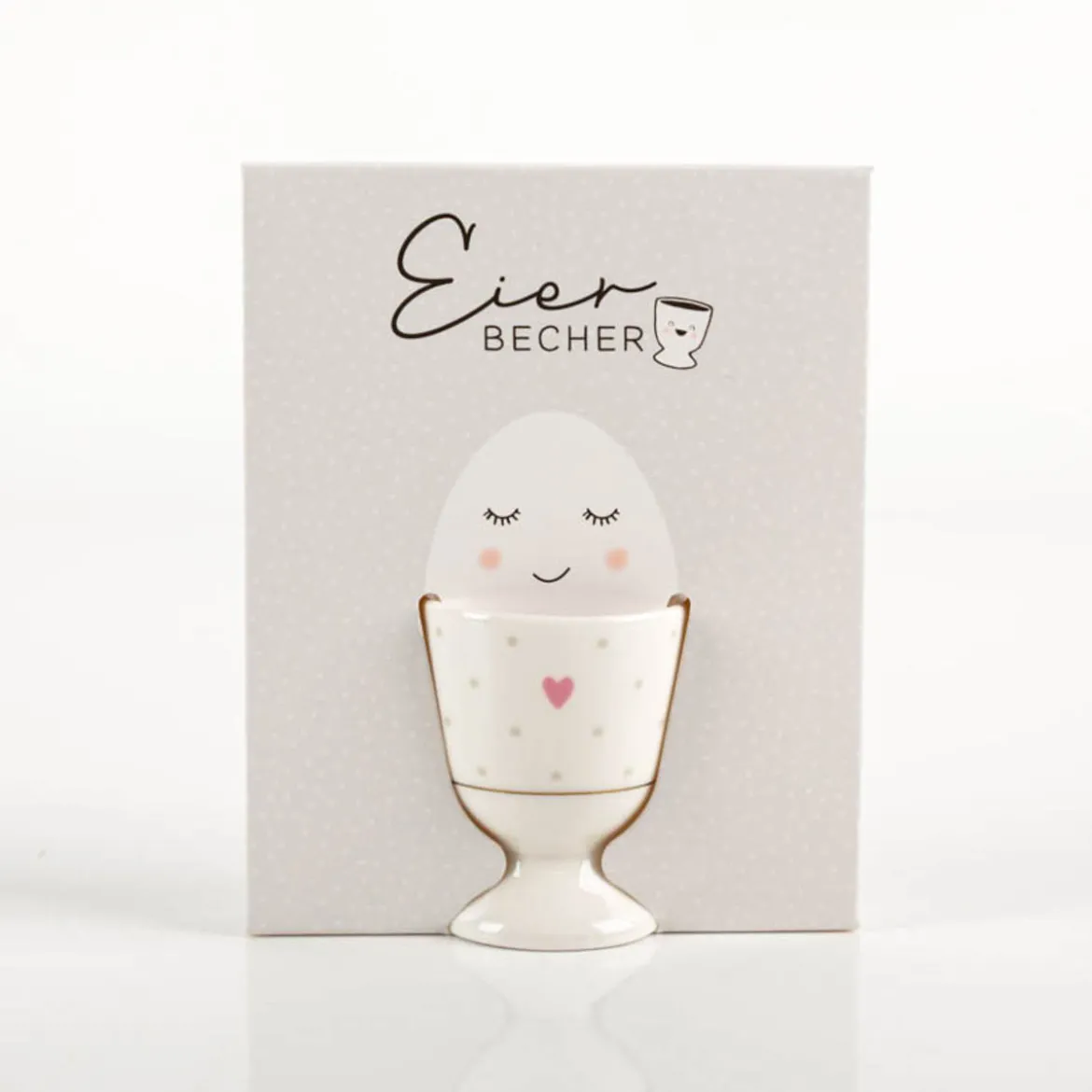 Eierbecher Herz Pünktchen Porzellan 5x6cm von Grafik Werkstatt