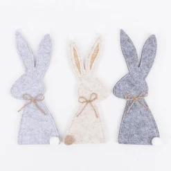 Eierwärmer Hase aus Polyesterfilz in hellgrau dunkelgrau oder beige 8,5x22cm