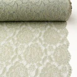 Elastische Spitze Blumen mit Wellen Abschluss beidseitig grau