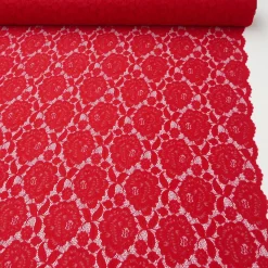 Elastische Spitze Blumen mit Wellen Abschluss beidseitig rot