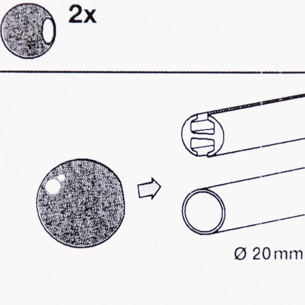 Endstück 20mm ball 2 Stück schwarz