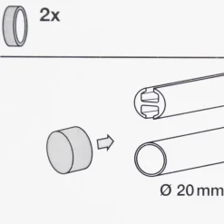 Endstück 20mm cap-noble 2 Stück schwarz