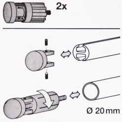 Endstück 20mm match 2 Stück schwarz