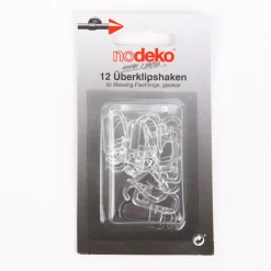 12er Pack Überklipshaken Faltenlegehaken Ringhaken oval für Flachringe glasklar