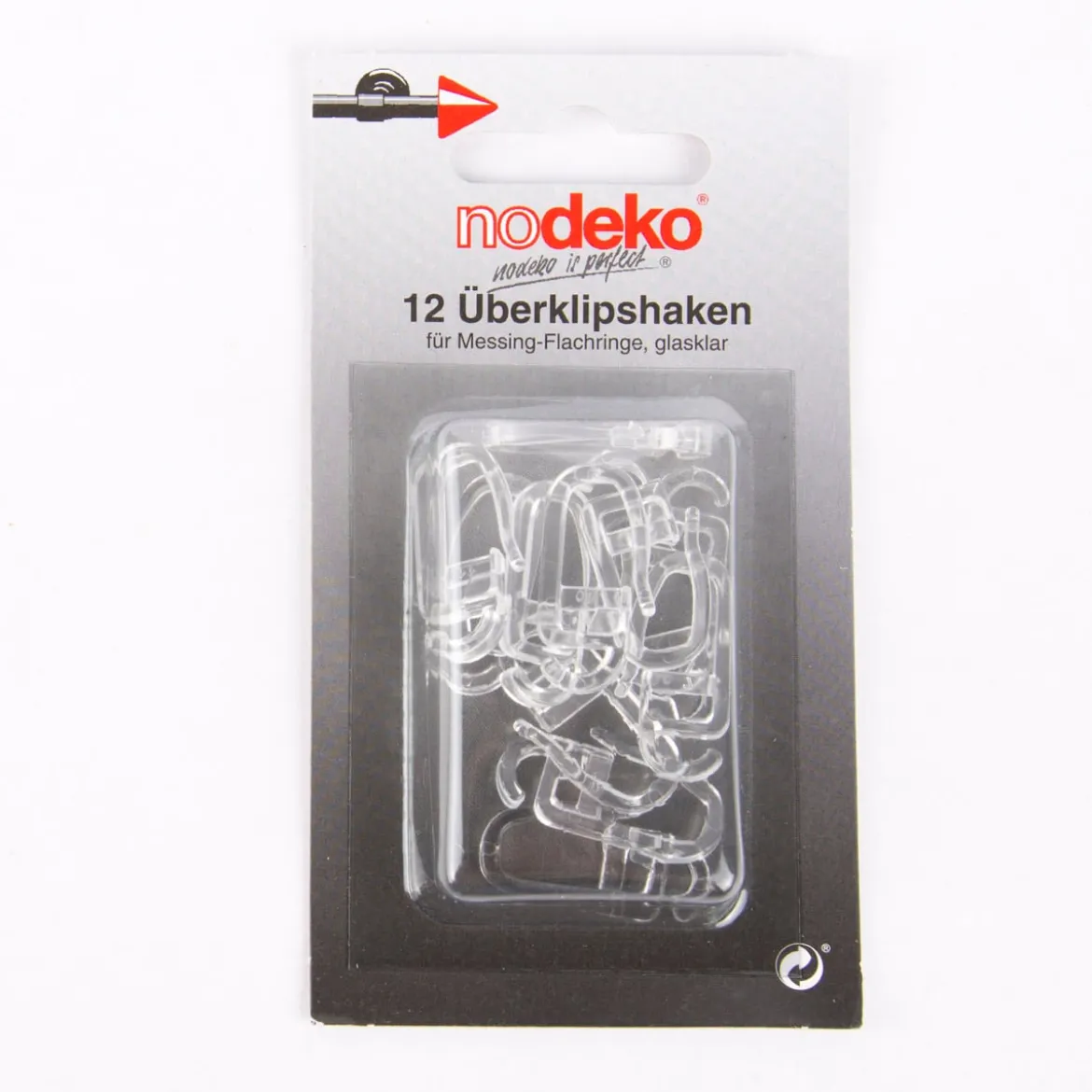 12er Pack Überklipshaken Faltenlegehaken Ringhaken oval für Flachringe glasklar