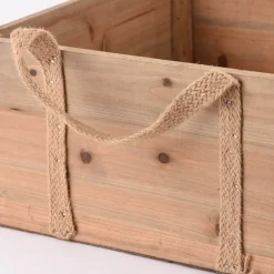 3er Set Aufbewahrungsboxen Natural Organics aus Holz mit Jutehenkeln natur verschiedene Größen