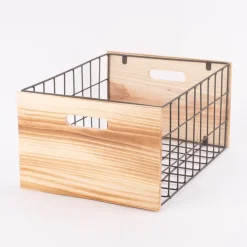 3er Set Aufbewahrungsbox Holzkiste Gitter Holz natur grau verschiedene Größen