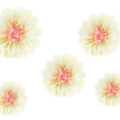5er Set Blumen aus Seidenpapier cremeweiß rosa 30cm 25cm und 20cm