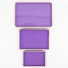 3er Set Dekotablett aus Kunststoff mit goldfarbigem Rand lila schwarz 32x21,5x2,5cm