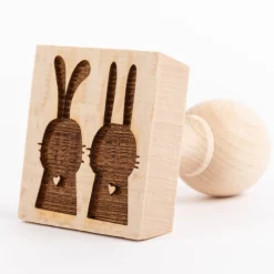3er Set Keksstempel Hase verschiedene Motive aus Holz 5,5x5,5x8cm