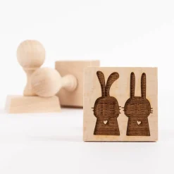 3er Set Keksstempel Hase verschiedene Motive aus Holz 5,5x5,5x8cm