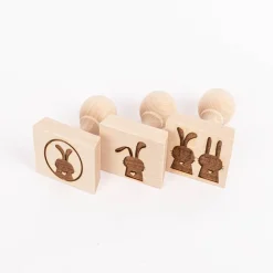 3er Set Keksstempel Hase verschiedene Motive aus Holz 5,5x5,5x8cm