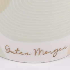 Espresso Tasse aus Porzellan Guten Morgen grafisch pastell weiß mint beige gold 50ml von der Schreibkram Manufaktur