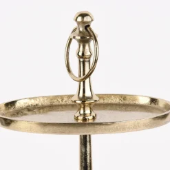 Etagere oval Metall Strukturoberfläche 3stufig Aluminium goldfarbig 36x23x49cm