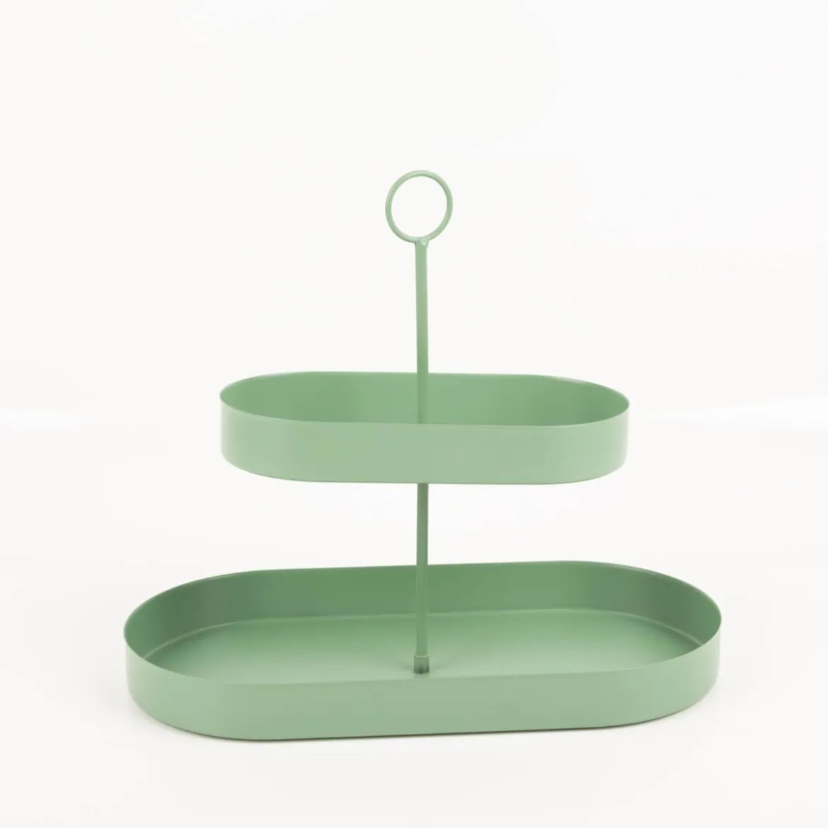 Etagere oval Metall zweistufig lebensmittelecht grün 30x26cm von Boltze