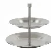 Etagere Servierständer mit 2 Tellern Metall silberfarbig 20x 25cm HxD