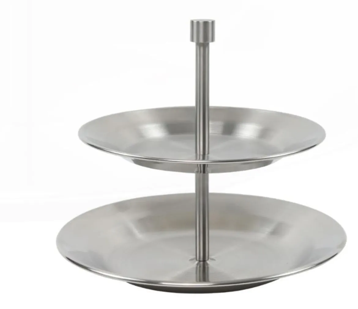 Etagere Servierständer mit 2 Tellern Metall silberfarbig 20x 25cm HxD