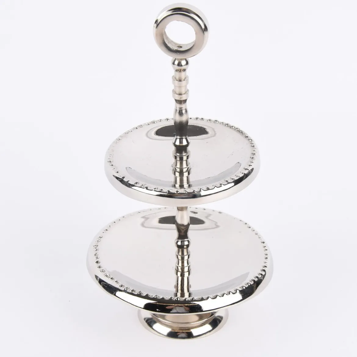 Etagere 2stufig rund Aluminium silberfarbig 13x24cm