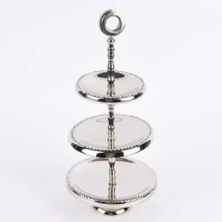Etagere 3stufig rund Aluminium silberfarbig 14,5x32cm