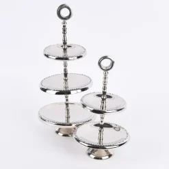 Etagere 3stufig rund Aluminium silberfarbig 14,5x32cm