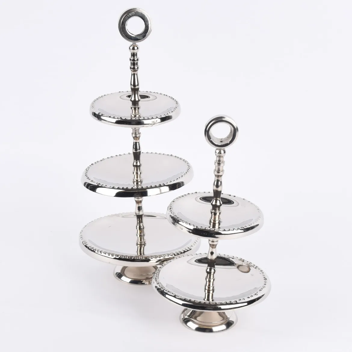 Etagere 3stufig rund Aluminium silberfarbig 14,5x32cm
