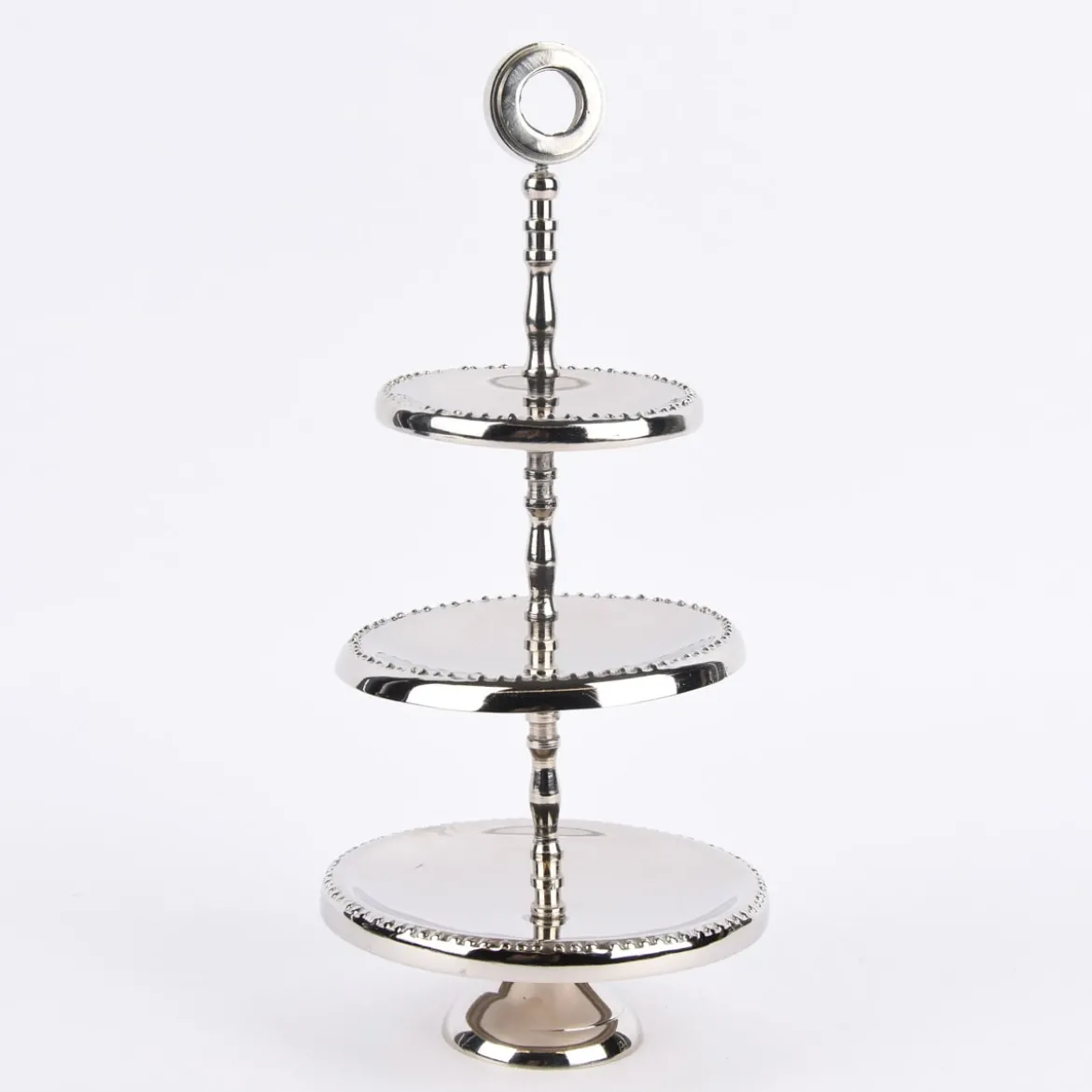Etagere 3stufig rund Aluminium silberfarbig 14,5x32cm