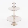 Etagere 2stufig rund strukturierte Oberfläche Metall silberfarbig 22x35cm