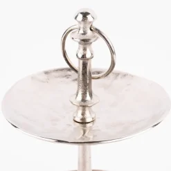 Etagere 2stufig rund strukturierte Oberfläche Metall silberfarbig 22x35cm