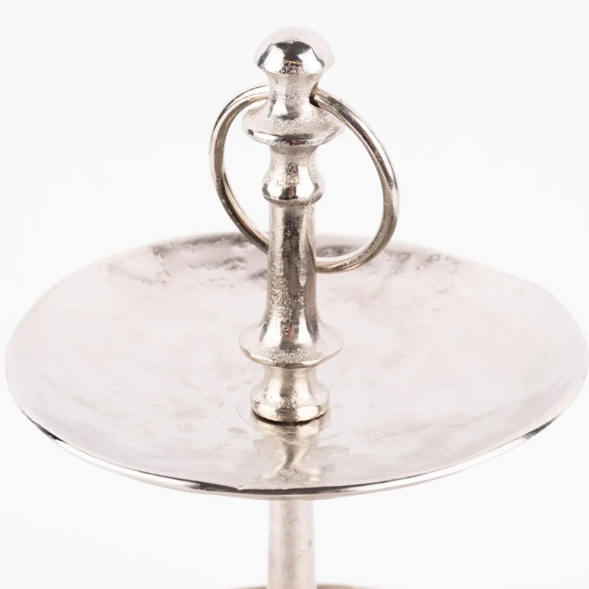 Etagere 2stufig rund strukturierte Oberfläche Metall silberfarbig 22x35cm