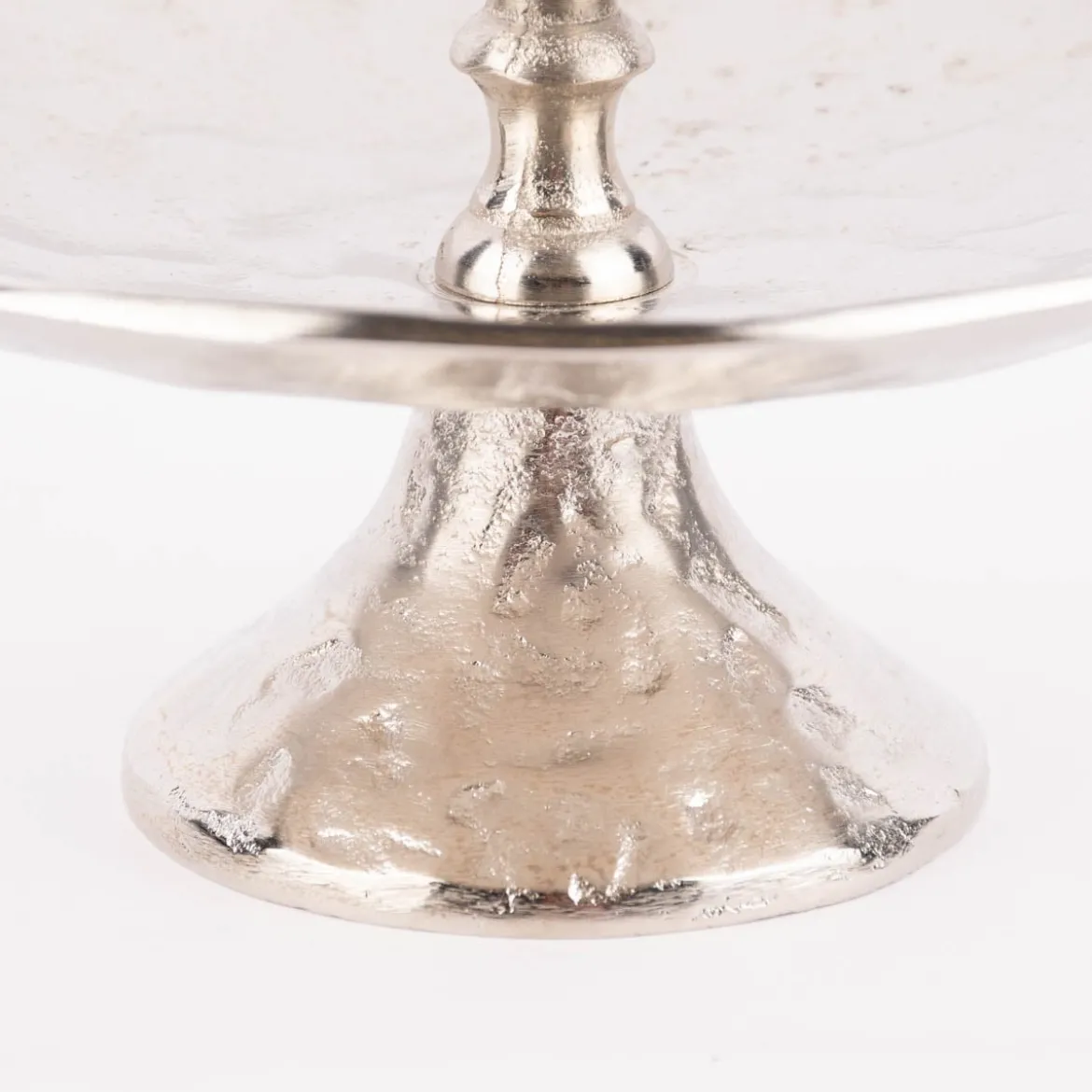 Etagere 2stufig rund strukturierte Oberfläche Metall silberfarbig 22x35cm