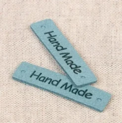 Etikett Label Hand Made blau ca 40x10mm im 8er Pack