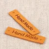 Etikett Label Hand Made hellbraun ca 40x10mm im 8er Pack