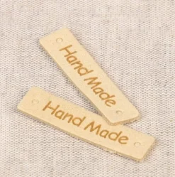 Etikett Label Hand Made ivory ca 40x10mm im 8er Pack
