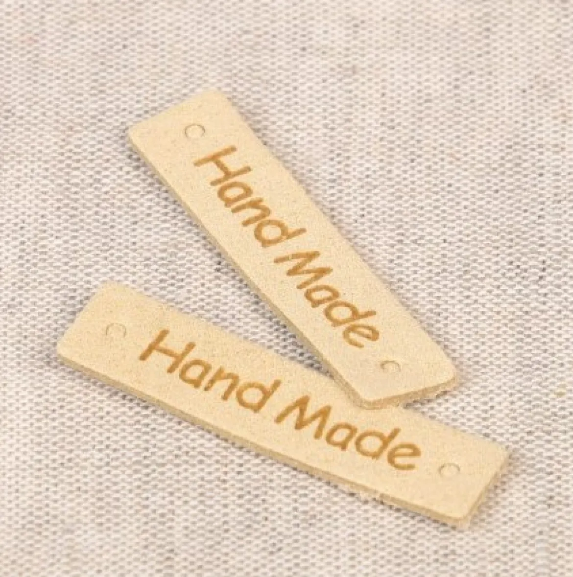 Etikett Label Hand Made ivory ca 40x10mm im 8er Pack