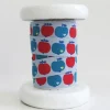 Farbenmix Webband Apfel blau rot Breite: 1,5cm