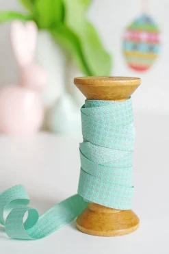 Farbenmix Webband Mini Sterne mint grau Breite: 1,5cm