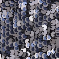 Faschingsstoff Chiffon Pailletten schwarz silbergrau blau 1,28m Breite