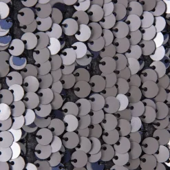 Faschingsstoff Chiffon Pailletten schwarz silbergrau blau 1,28m Breite
