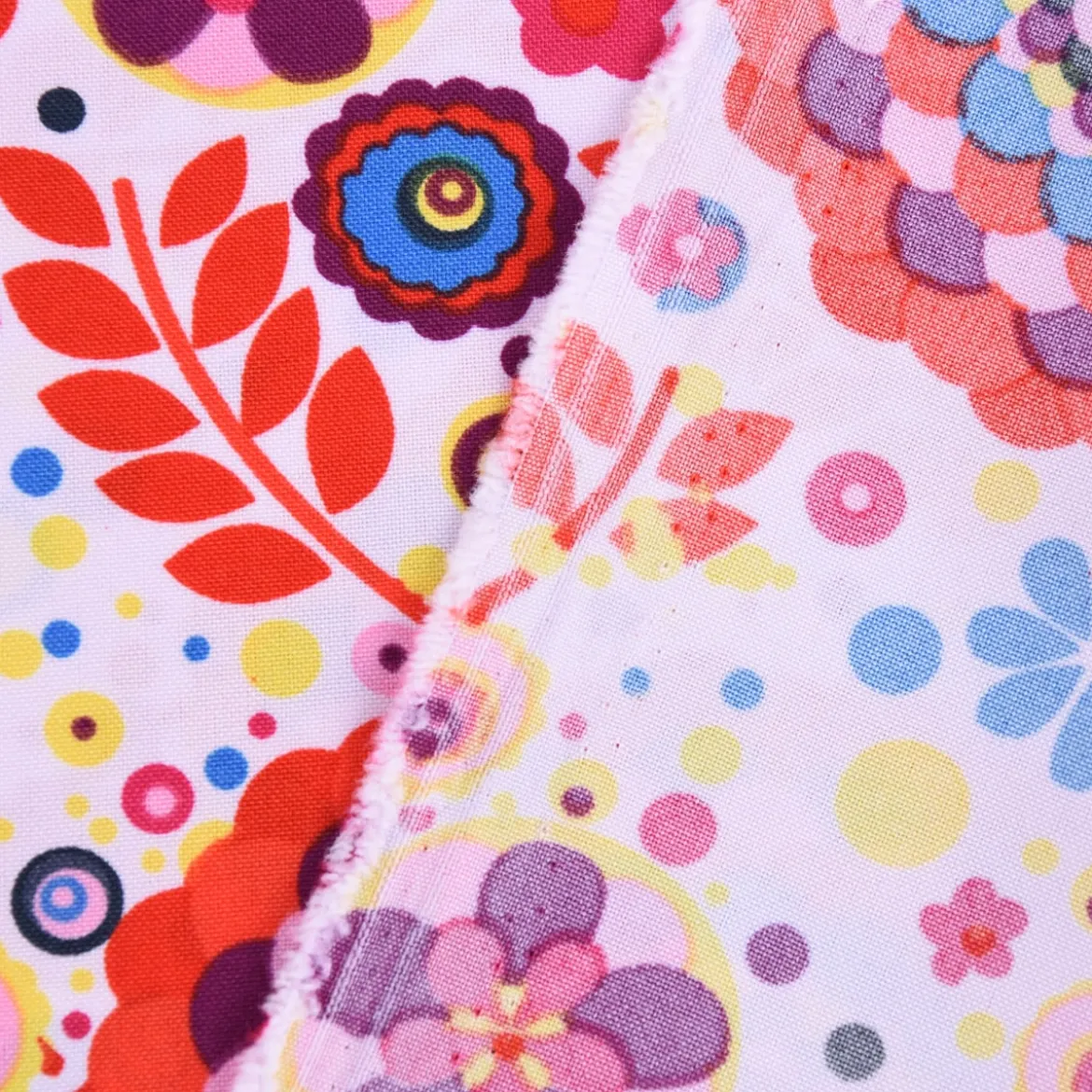 Faschingsstoff Polyester Blumen Herz Punkte rosa bunt 1,5m Breite