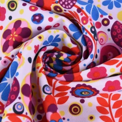 Faschingsstoff Polyester Blumen Herz Punkte rosa bunt 1,5m Breite