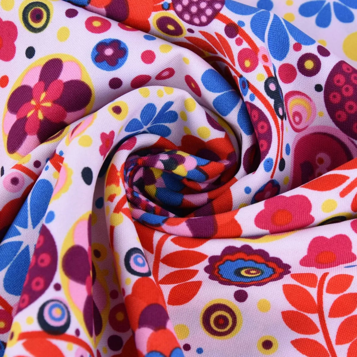 Faschingsstoff Polyester Blumen Herz Punkte rosa bunt 1,5m Breite