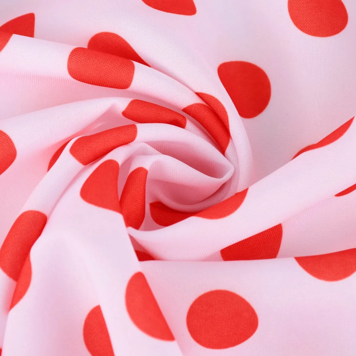 Faschingsstoff Polyester Punkte weiß rot 1,5m Breite