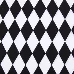 Faschingsstoff Polyester Raute weiß schwarz 1,5m Breite