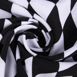 Faschingsstoff Polyester Raute weiß schwarz 1,5m Breite