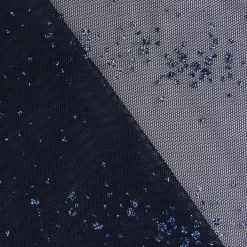 Faschingsstoff Stretch Tüll weich Glitzer einfarbig dunkelblau 1,5m Breite